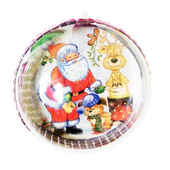 Glob de Craciun 14 cm Mos Craciun si Renii Hazlii Glob de Craciun 14 cm Mos Craciun si Renii Hazlii