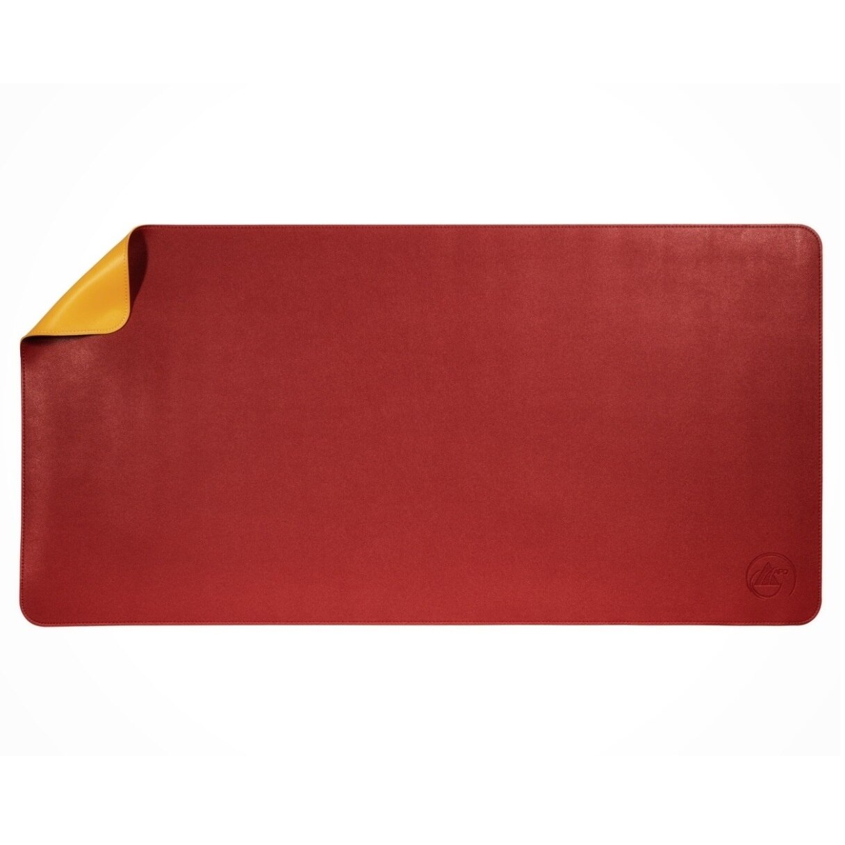 Mousepad XXL pentru protectie birou, din piele pu, impermeabil, cu doua fete Rosu/Galben, 80x40cm