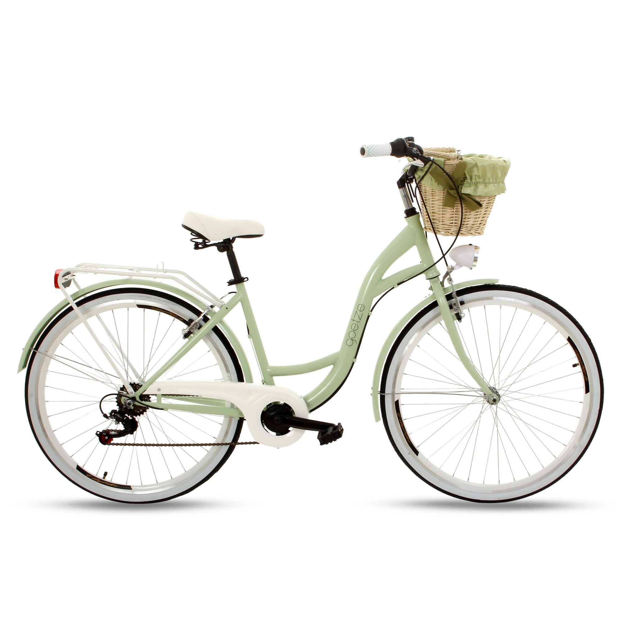 Bicicleta Vintage cu cos, Goetze, Mood28_Pistacja_WBW, Otel, 28 Inch, Verde/Alb