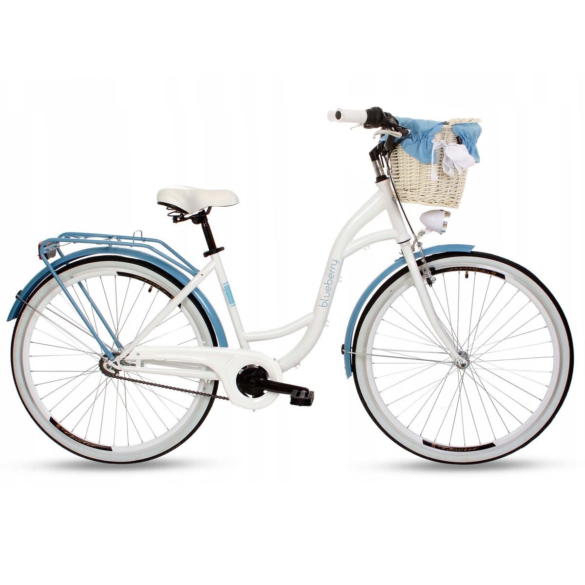 Bicicleta Vintage cu cos, Goetze, BB28_BialyNieb_WBWOtel, 28 Inch, Alb/albastru