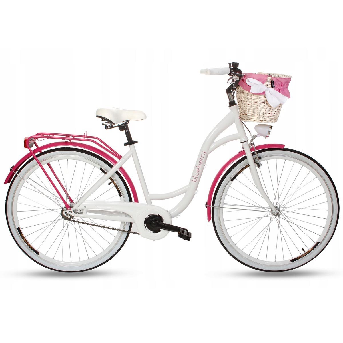 Bicicleta Vintage cu cos, Goetze, BB28_BialyRoz_WBWOtel, 28 Inch, Alb/rosu
