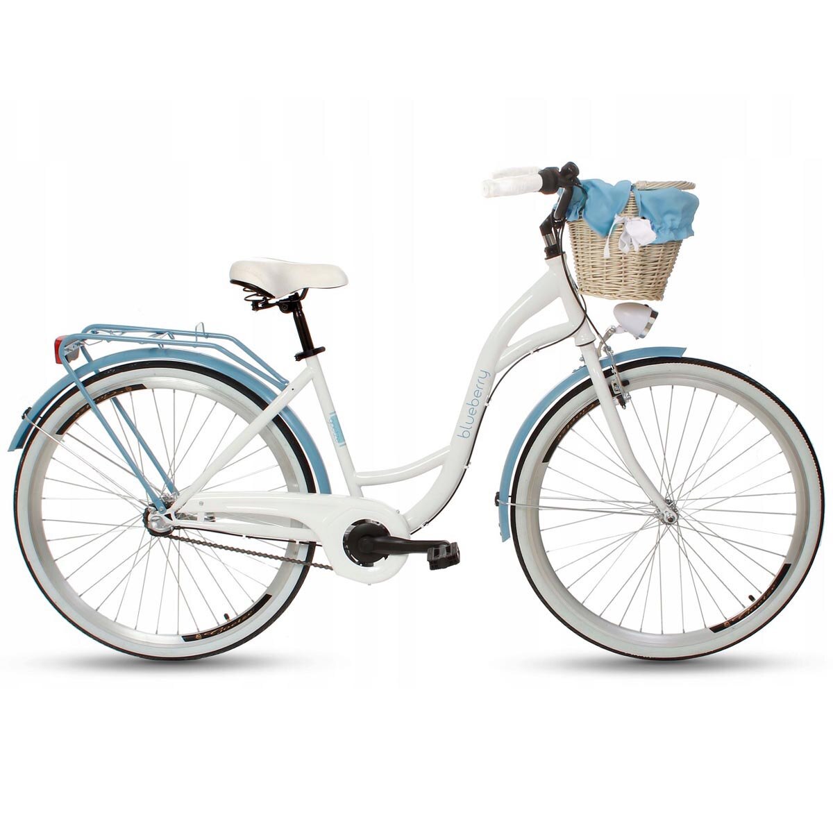 Bicicleta Vintage cu cos, Goetze, BB28_3B_BialyNieb_WBWOtel, 28 Inch, Alb/albastru