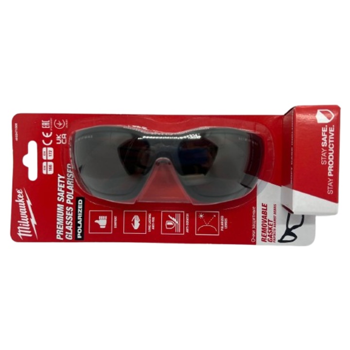 Предпазни очила с уплътнение и опушени стъкла, Milwaukee