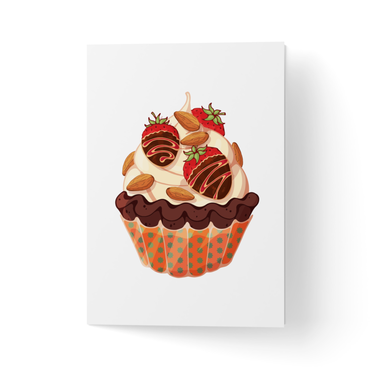 Üdvözlőlap borítékkal, prémium texturált papír - epres muffin