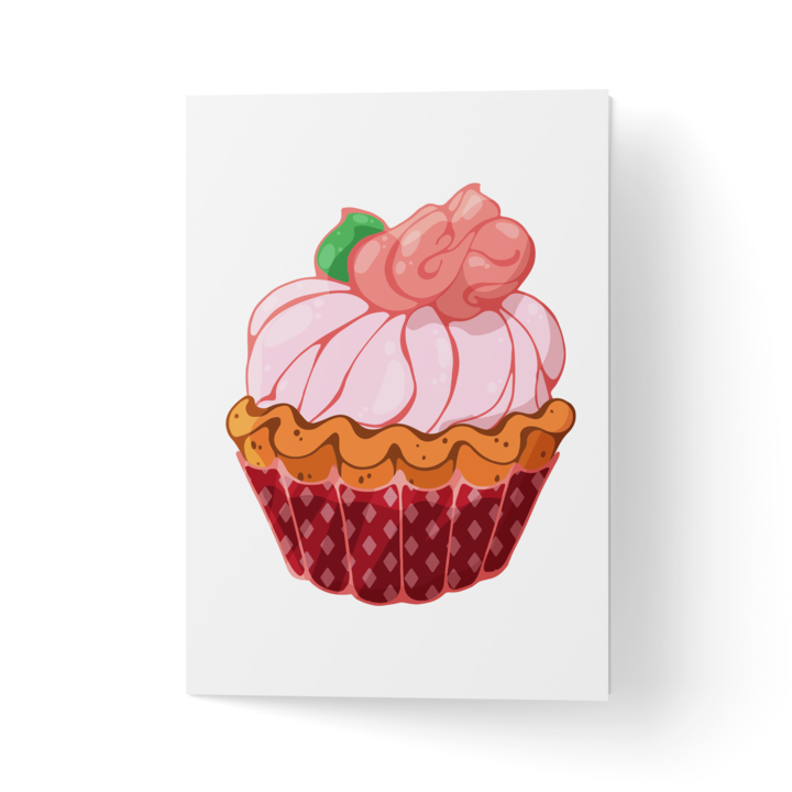 Üdvözlőlap borítékkal, prémium texturált papír - málnás muffin