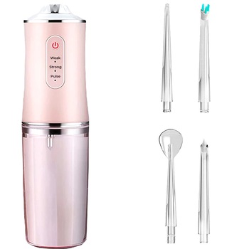 Irigator oral SIKS® pentru dus bucal cu 4 capete curatare, rezervor 220 ml, roz Irigator oral SIKS® pentru dus bucal cu 4 capete curatare, rezervor 220 ml, roz