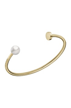 CALVIN KLEIN, Bratara rigida cu perla sintetica, fara inchidere, Auriu/Alb, 16 CM Standard CALVIN KLEIN, Bratara rigida cu perla sintetica, fara inchidere, Auriu/Alb, 16 CM Standard