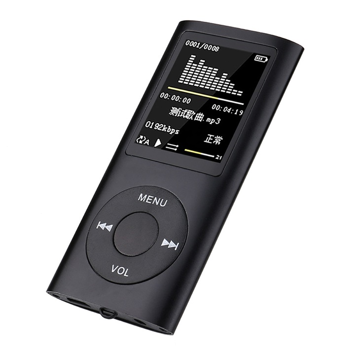 zggzerg MP3/MP4 Lejátszó, 16G kártya, 1,8'' LCD képernyő, fekete