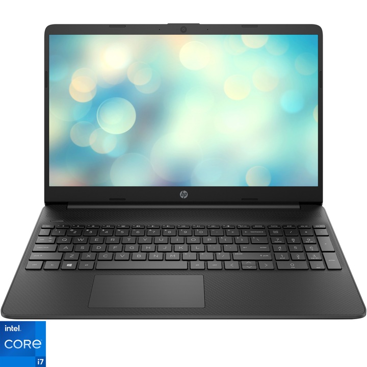 HP 15s-fq2003nq laptop Intel® Core™ i7-1165G7 processzorral 4,7 GHz-ig, 15,6 hüvelykes Full HD, IPS, 16 GB, 512 GB SSD, Intel® Iris® Xe Graphics, ingyenes DOS, fekete