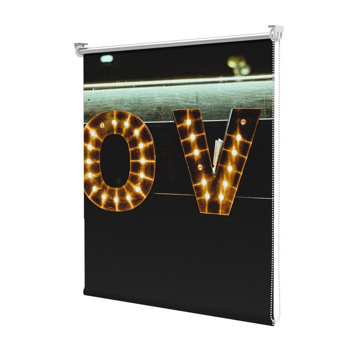 Roleta Art Shade tip Jaluzea cu Rulou si sistem inclus, Art Star, Love the light, Mesaje, Decoratiuni, Latime 105 cm x Inaltime 130 cm