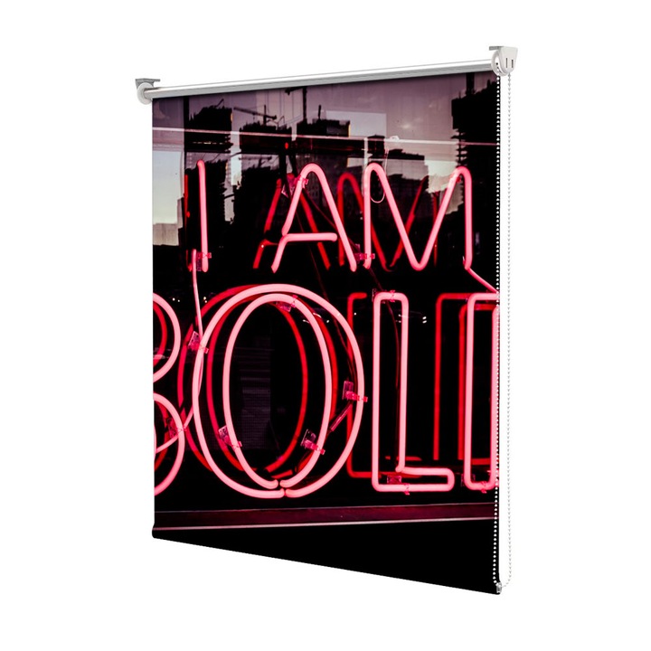 Roleta Art Shade tip Jaluzea cu Rulou si sistem inclus, Art Star, I am bold, Mesaje, Decoratiuni, Latime 115 cm x Inaltime 130 cm