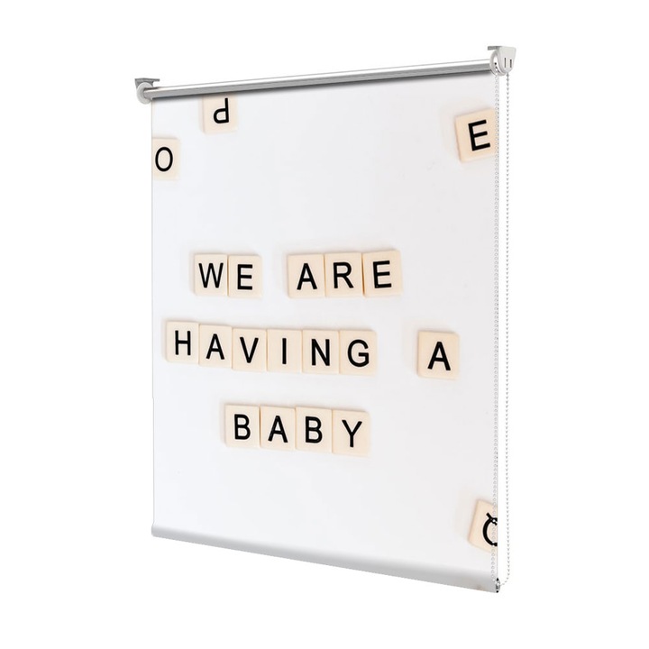 Roleta Art Shade tip Jaluzea cu Rulou si sistem inclus, Art Star, we are having a baby, Mesaje, Decoratiuni, Latime 50 cm x Inaltime 130 cm