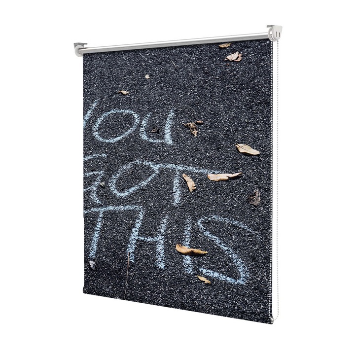 Roleta Art Shade tip Jaluzea cu Rulou si sistem inclus, Art Star, Creta pe asfalt, Mesaje, Decoratiuni, Latime 140 cm x Inaltime 250 cm