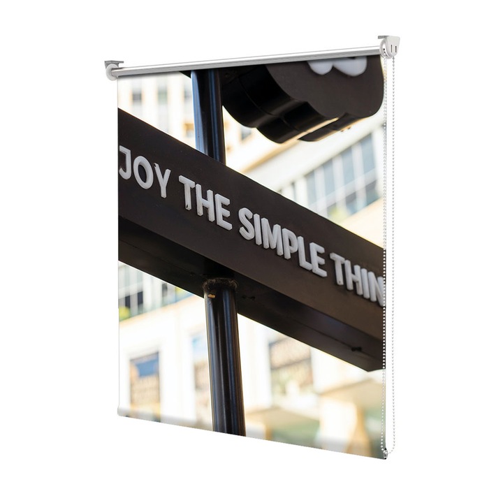 Roleta Art Shade tip Jaluzea cu Rulou si sistem inclus, Art Star, Bucura-te de lucrurile marunte, Mesaje, Decoratiuni, Latime 80 cm x Inaltime 130 cm