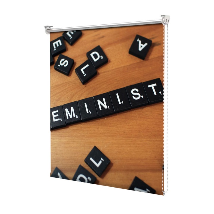 Roleta Art Shade tip Jaluzea cu Rulou si sistem inclus, Art Star, Feminist, Mesaje, Decoratiuni, Latime 45 cm x Inaltime 190 cm