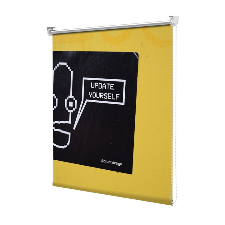 Roleta Art Shade tip Jaluzea cu Rulou si sistem inclus, Art Star, Update yourself, Mesaje, Decoratiuni, Latime 140 cm x Inaltime 130 cm
