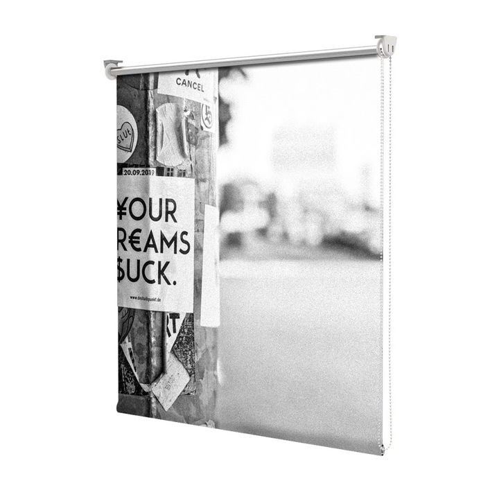 Roleta Art Shade tip Jaluzea cu Rulou si sistem inclus, Art Star, Dream about money, Mesaje, Decoratiuni, Latime 50 cm x Inaltime 250 cm