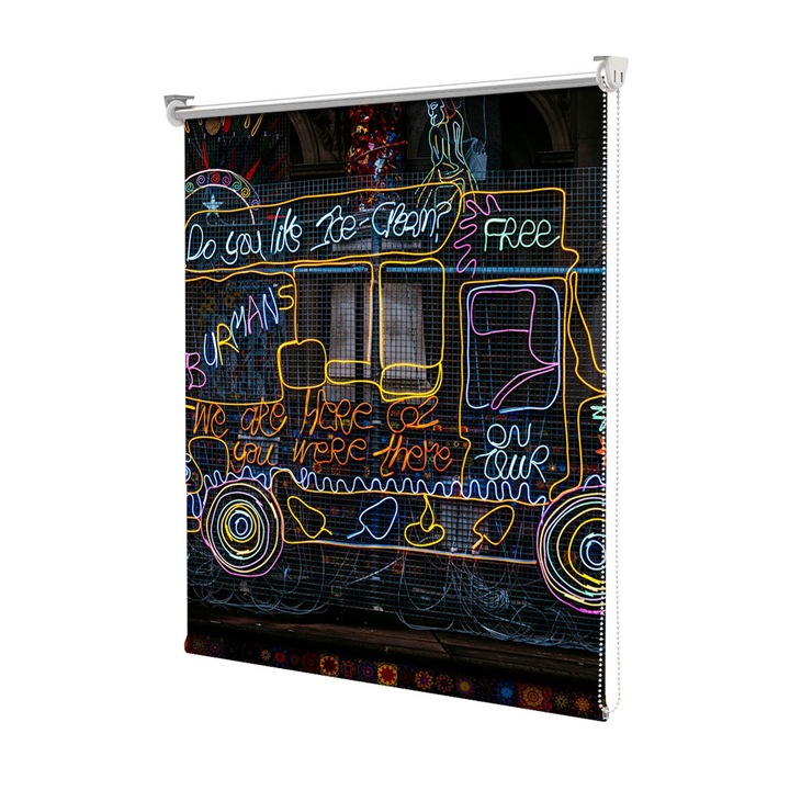 Roleta Art Shade tip Jaluzea cu Rulou si sistem inclus, Art Star, Lumini colorate la bar, Mesaje, Decoratiuni, Latime 105 cm x Inaltime 130 cm