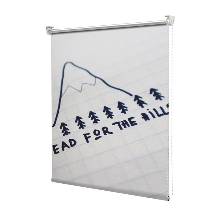 Roleta Art Shade tip Jaluzea cu Rulou si sistem inclus, Art Star, Head for the hills, Mesaje, Decoratiuni, Latime 100 cm x Inaltime 130 cm