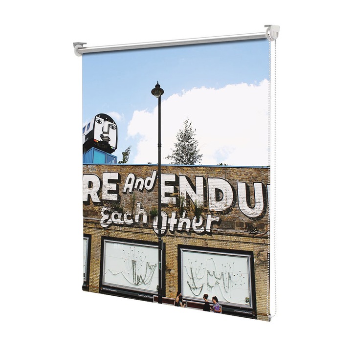 Roleta Art Shade tip Jaluzea cu Rulou si sistem inclus, Art Star, Lets adore and endure each other grafitti, Mesaje, Decoratiuni, Latime 105 cm x Inaltime 130 cm