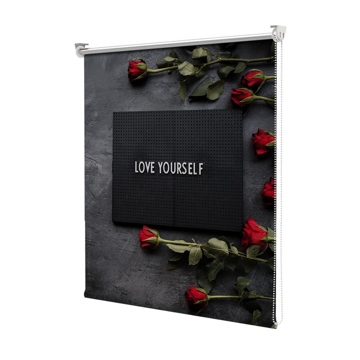 Roleta Art Shade tip Jaluzea cu Rulou si sistem inclus, Art Star, Self-love, Mesaje, Decoratiuni, Latime 105 cm x Inaltime 130 cm