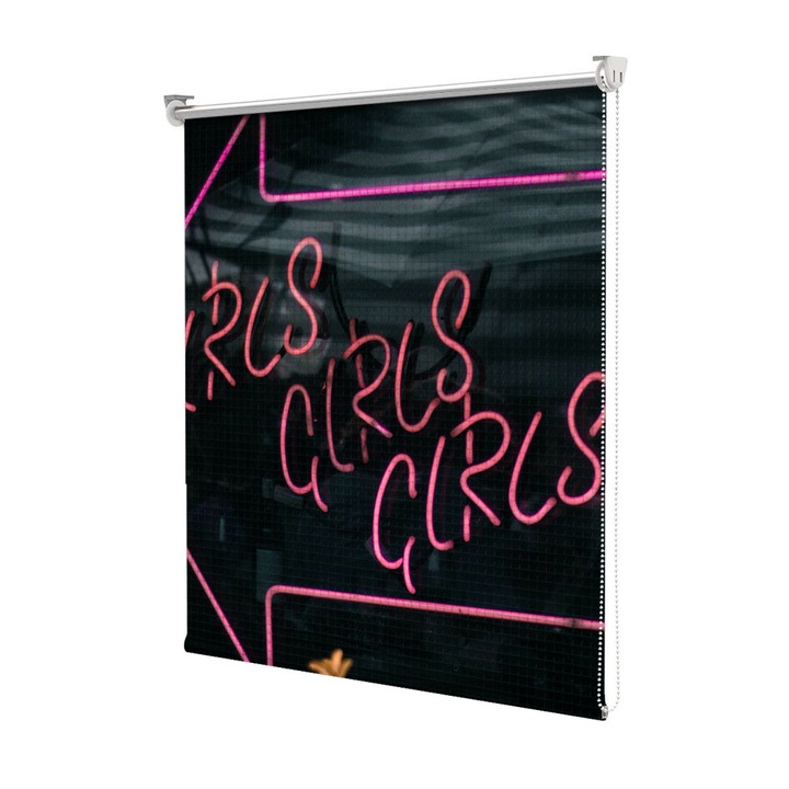 Roleta Art Shade tip Jaluzea cu Rulou si sistem inclus, Art Star, Girls, girls, Mesaje, Decoratiuni, Latime 110 cm x Inaltime 130 cm