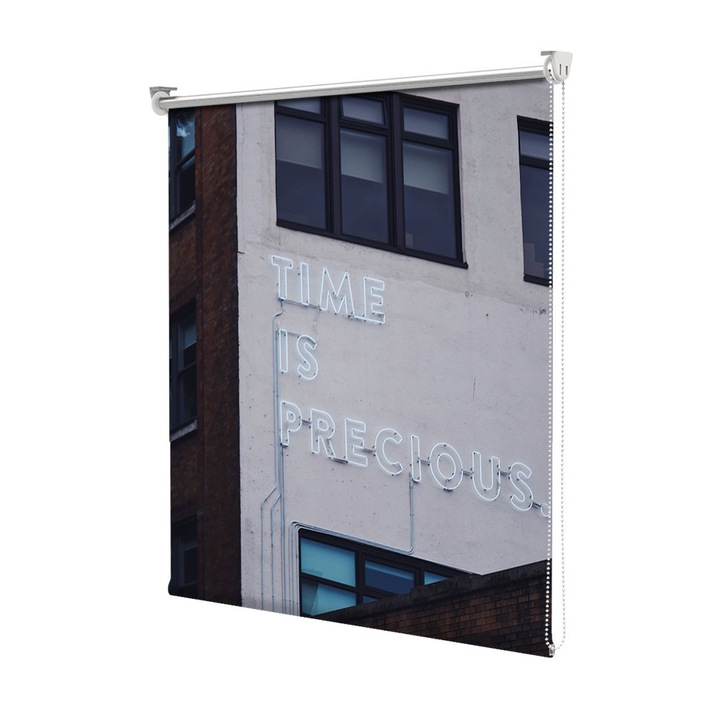 Roleta Art Shade tip Jaluzea cu Rulou si sistem inclus, Art Star, Time is precious, Mesaje, Decoratiuni, Latime 55 cm x Inaltime 190 cm