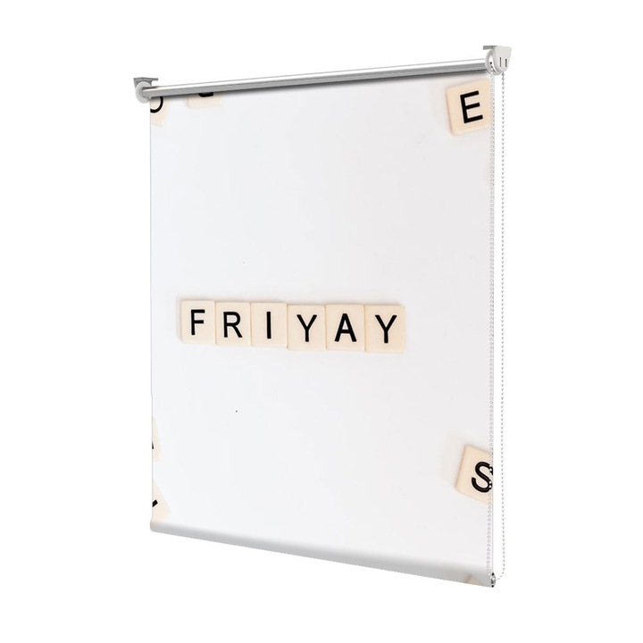 Roleta Art Shade tip Jaluzea cu Rulou si sistem inclus, Art Star, Friday, Mesaje, Decoratiuni, Latime 100 cm x Inaltime 130 cm