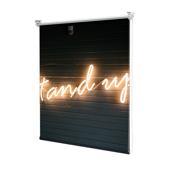 Roleta Art Shade tip Jaluzea cu Rulou si sistem inclus, Art Star, Stand up, Mesaje, Decoratiuni, Latime 75 cm x Inaltime 130 cm