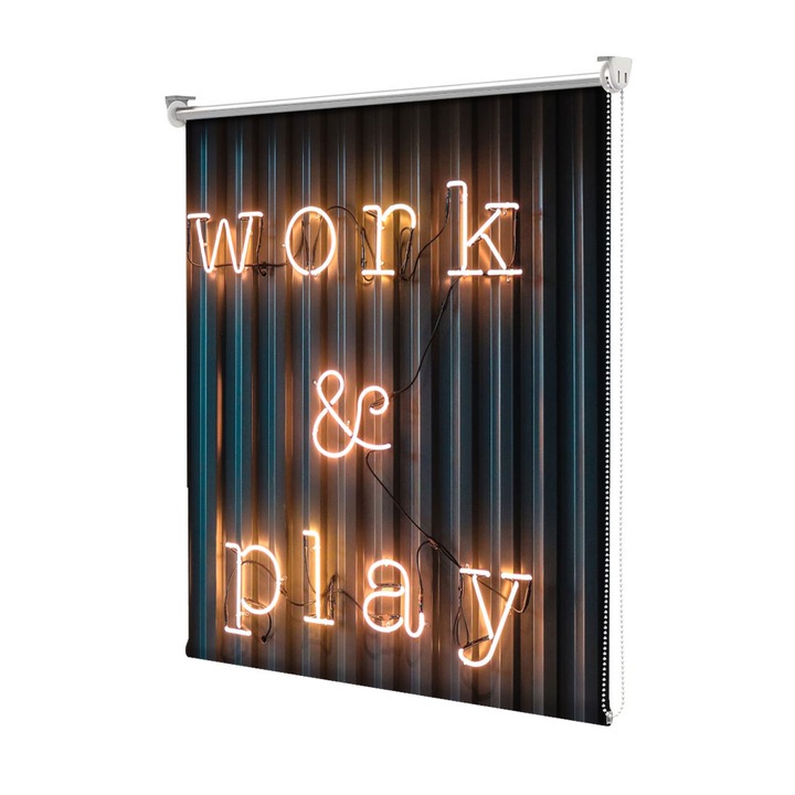 Roleta Art Shade tip Jaluzea cu Rulou si sistem inclus, Art Star, Work and play, Mesaje, Decoratiuni, Latime 105 cm x Inaltime 130 cm