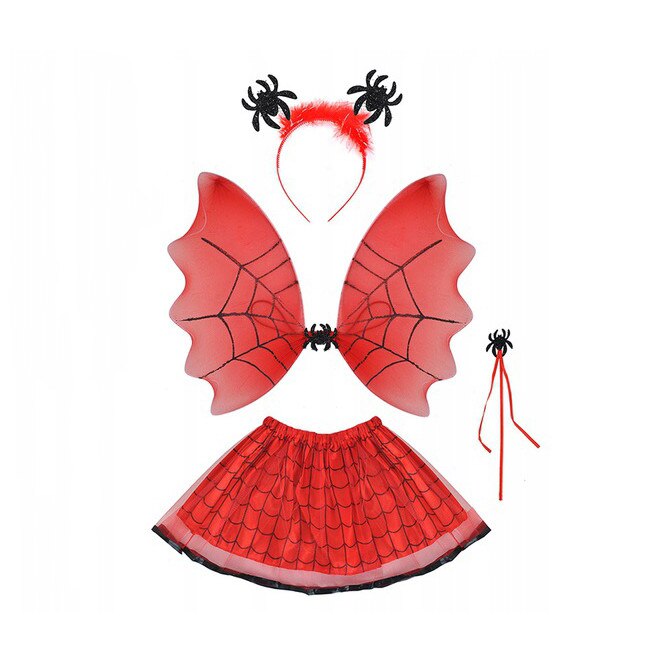 Set costumas copii paianjenul vesel, Zola®, 4 piese, fustita, coronita, bagheta si aripioare, 3 ani +
