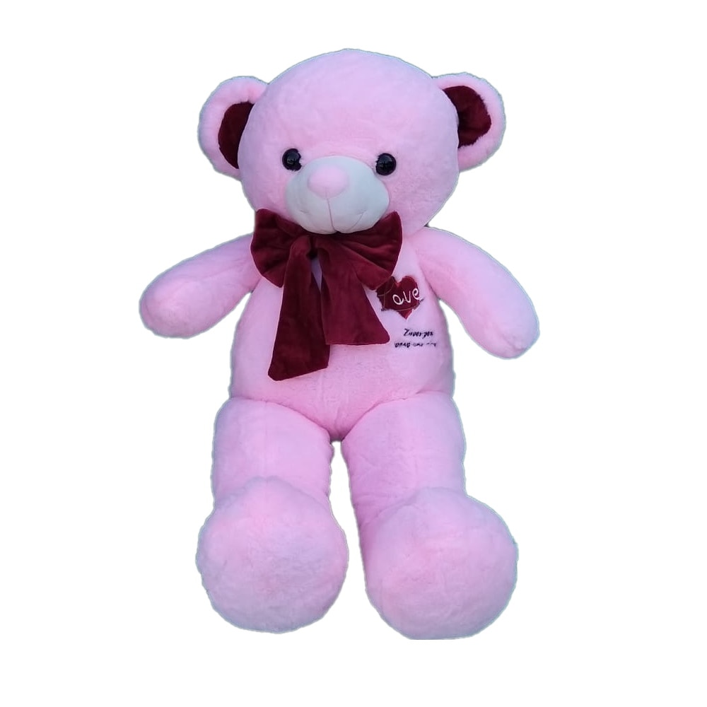 Urs cu funda si inima Love maro de plus , Nichita Impex SRL, roz, 75 cm