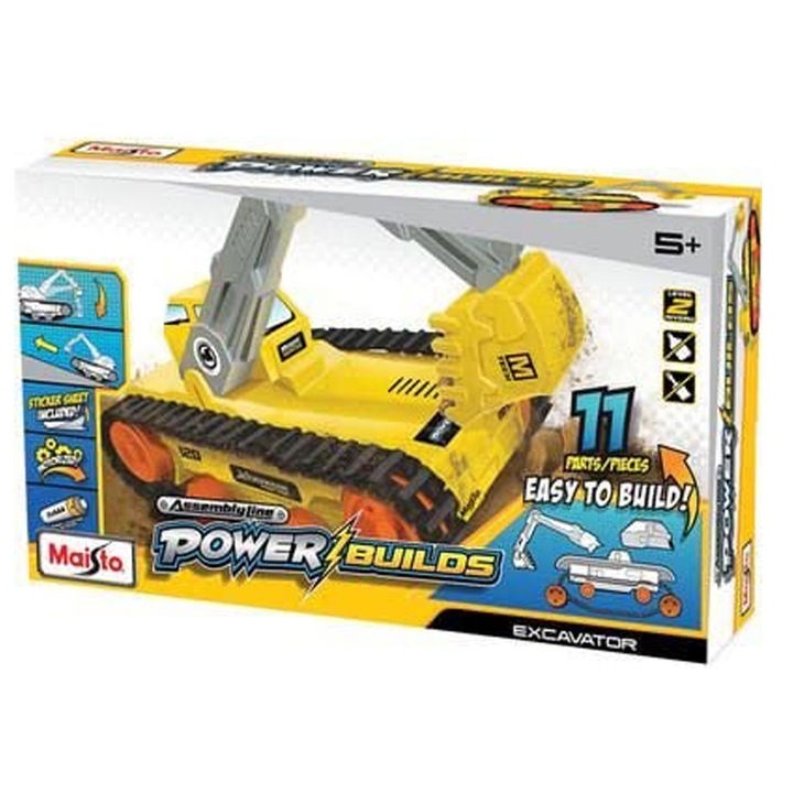 Машина за сглобяване Maisto Power Builds 820314 2-89, Excavator, 11 части, Жълт