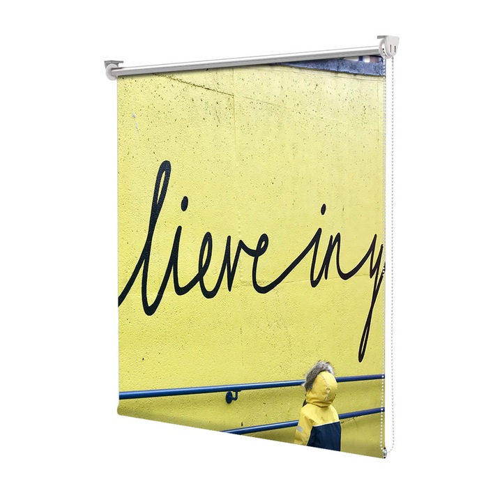 Roleta Art Shade tip Jaluzea cu Rulou si sistem inclus, Art Star, Believe in yourself, Mesaje, Decoratiuni, Latime 75 cm x Inaltime 130 cm