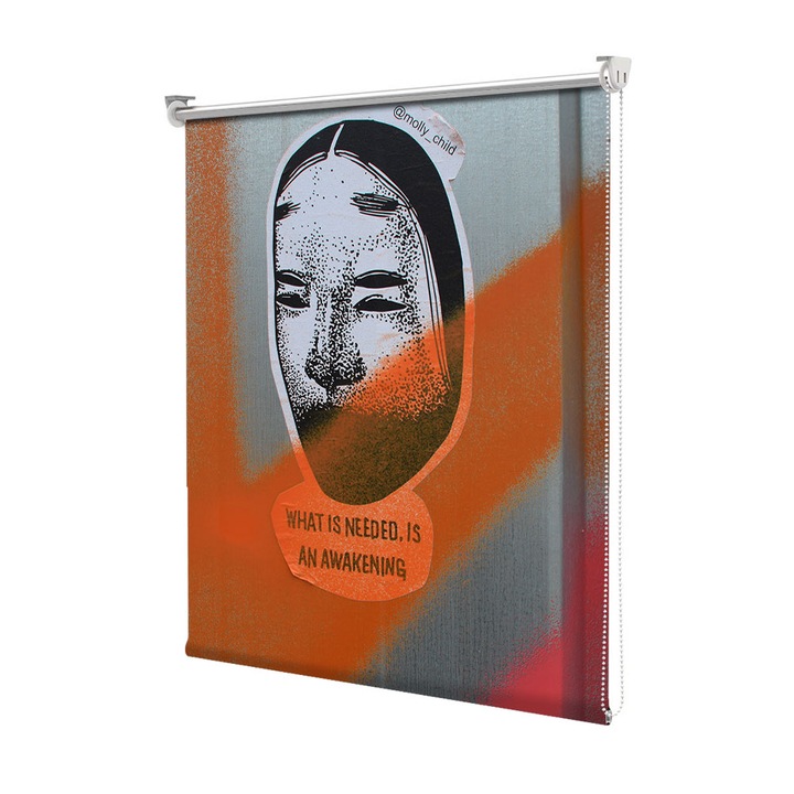 Roleta Art Shade tip Jaluzea cu Rulou si sistem inclus, Art Star, What is needed is an awakening, Mesaje, Decoratiuni, Latime 95 cm x Inaltime 130 cm