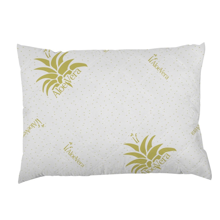 Възглавница Bedora, Микрофибърна, Пълнеж от силиконов пух, С алое вера, Антимикробен и антиалергичен ефект, Бял, 50х70 см