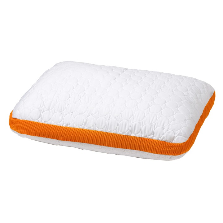 Perna pentru dormit Caressa 3D Air Mesh, matlasata, banda orange, dimensiune 50 x 70 cm