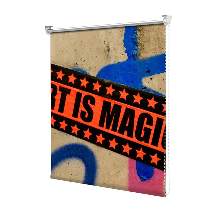 Roleta Art Shade tip Jaluzea cu Rulou si sistem inclus, Art Star, Art is magic, Mesaje, Decoratiuni, Latime 65 cm x Inaltime 130 cm