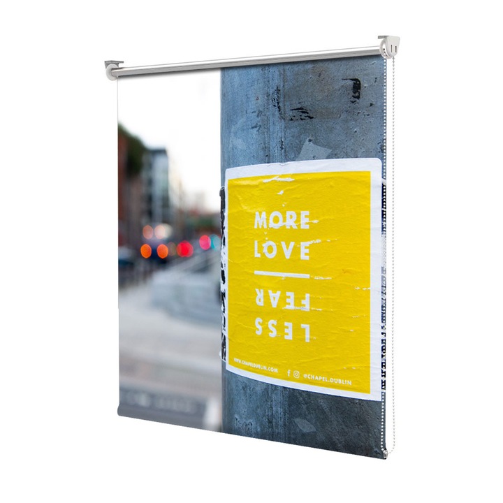 Roleta Art Shade tip Jaluzea cu Rulou si sistem inclus, Art Star, More love, Mesaje, Decoratiuni, Latime 60 cm x Inaltime 190 cm