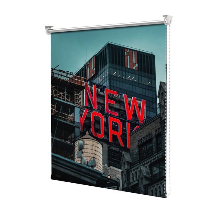 Roleta Art Shade tip Jaluzea cu Rulou si sistem inclus, Art Star, New York, Mesaje, Decoratiuni, Latime 95 cm x Inaltime 190 cm