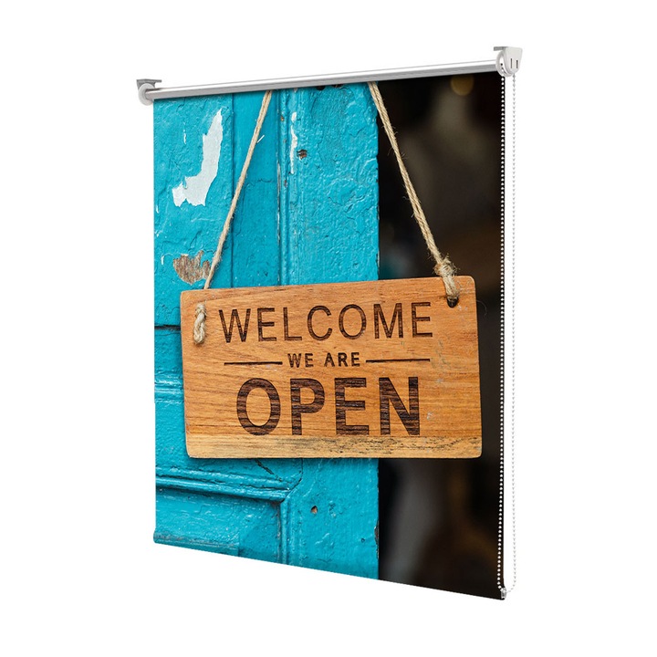 Roleta Art Shade tip Jaluzea cu Rulou si sistem inclus, Art Star, Bun venit, Mesaje, Decoratiuni, Latime 75 cm x Inaltime 130 cm