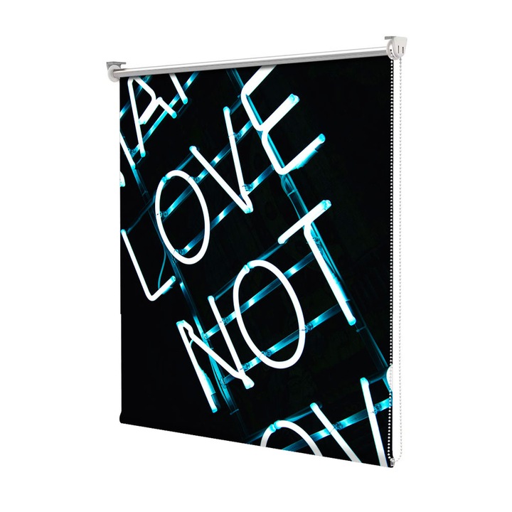 Roleta Art Shade tip Jaluzea cu Rulou si sistem inclus, Art Star, Make love not love, Mesaje, Decoratiuni, Latime 105 cm x Inaltime 130 cm