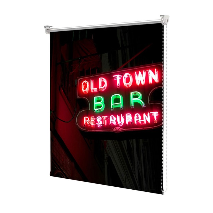 Roleta Art Shade tip Jaluzea cu Rulou si sistem inclus, Art Star, Old Town bar restaurant, Mesaje, Decoratiuni, Latime 100 cm x Inaltime 130 cm