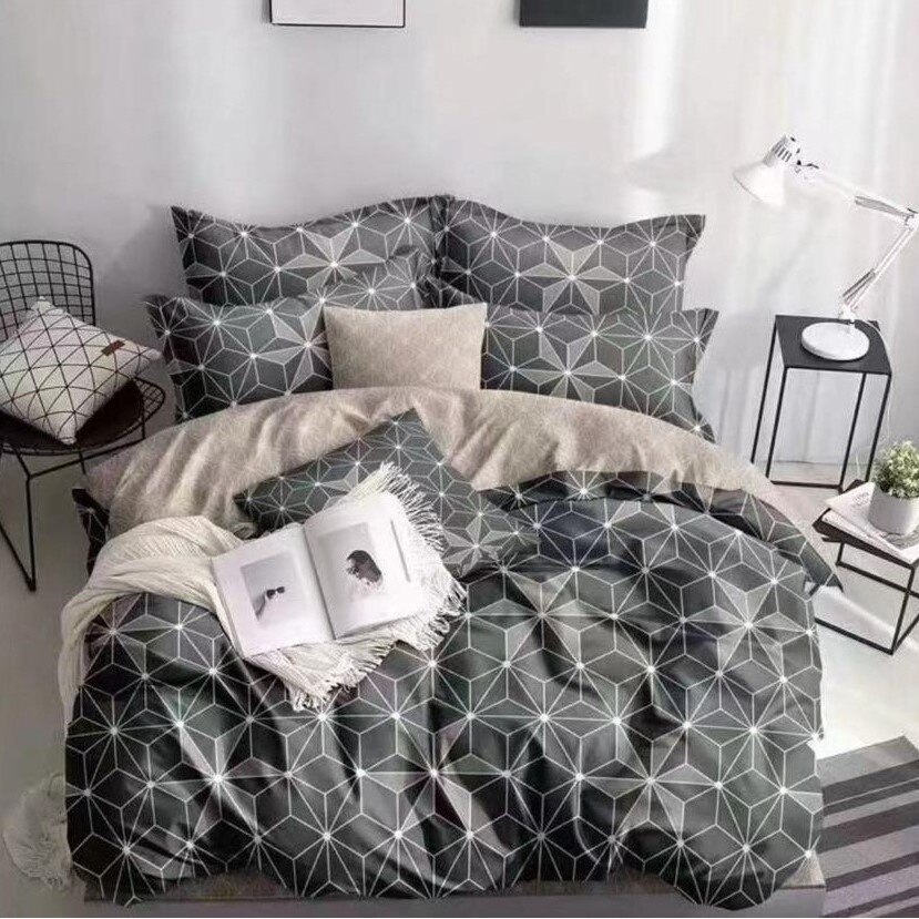 Set lenjerie Stelar pentru pat dublu, 4 piese, cearsaf 230x250, 2 fete perna si pilota, 100% bumbac