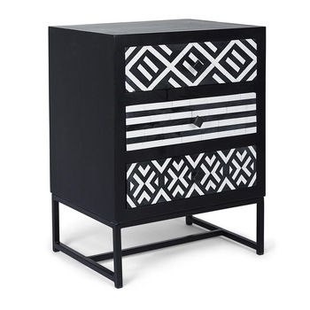 Noptiera 3 sertare din lemn negru alb cu cadru fier Janesh 45 cm x 35 cm x 60 h Noptiera 3 sertare din lemn negru alb cu cadru fier Janesh 45 cm x 35 cm x 60 h