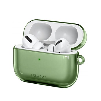 Husa pentru AirPods PRO Usams holder tpu transparenta verde Husa pentru AirPods PRO Usams holder tpu transparenta verde