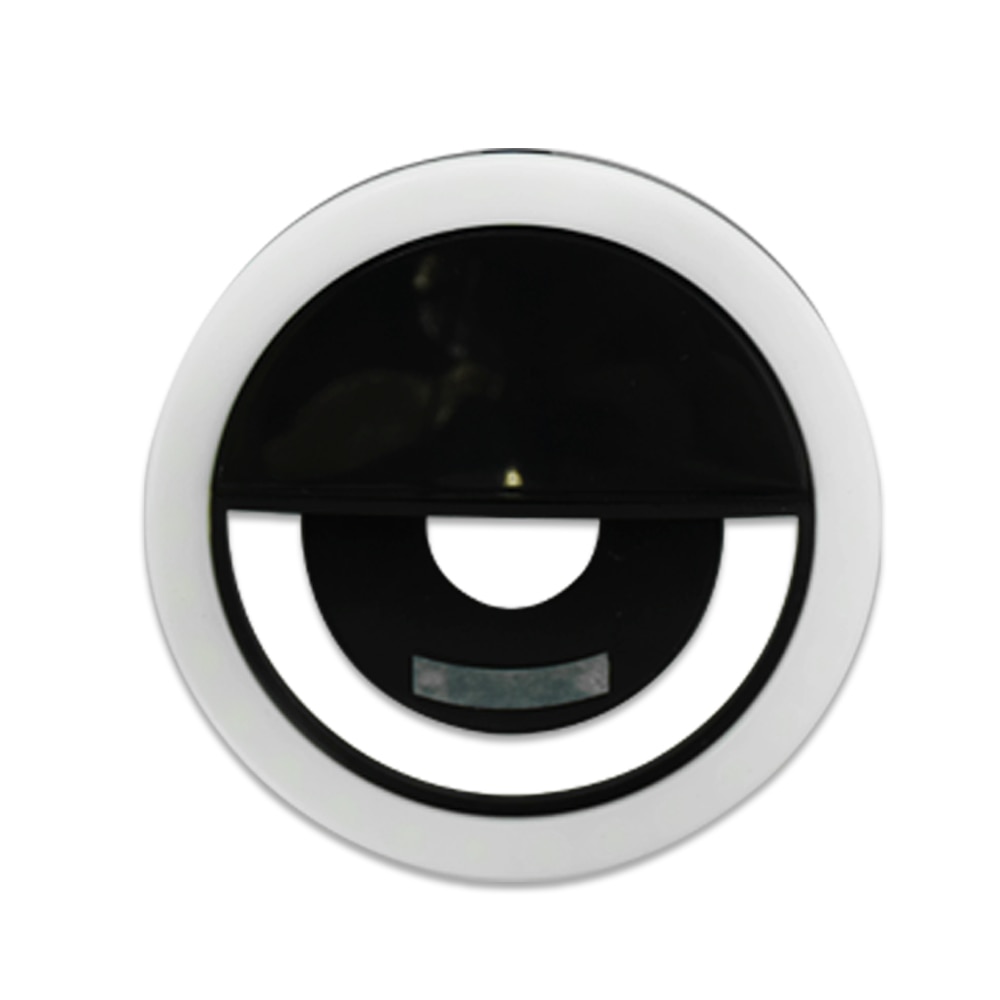 Inel Led Selfie Ring, pentru telefon sau tableta, portabil, cu baterii, 3 trepte de putere lumina, Negru/Alb, YULMI