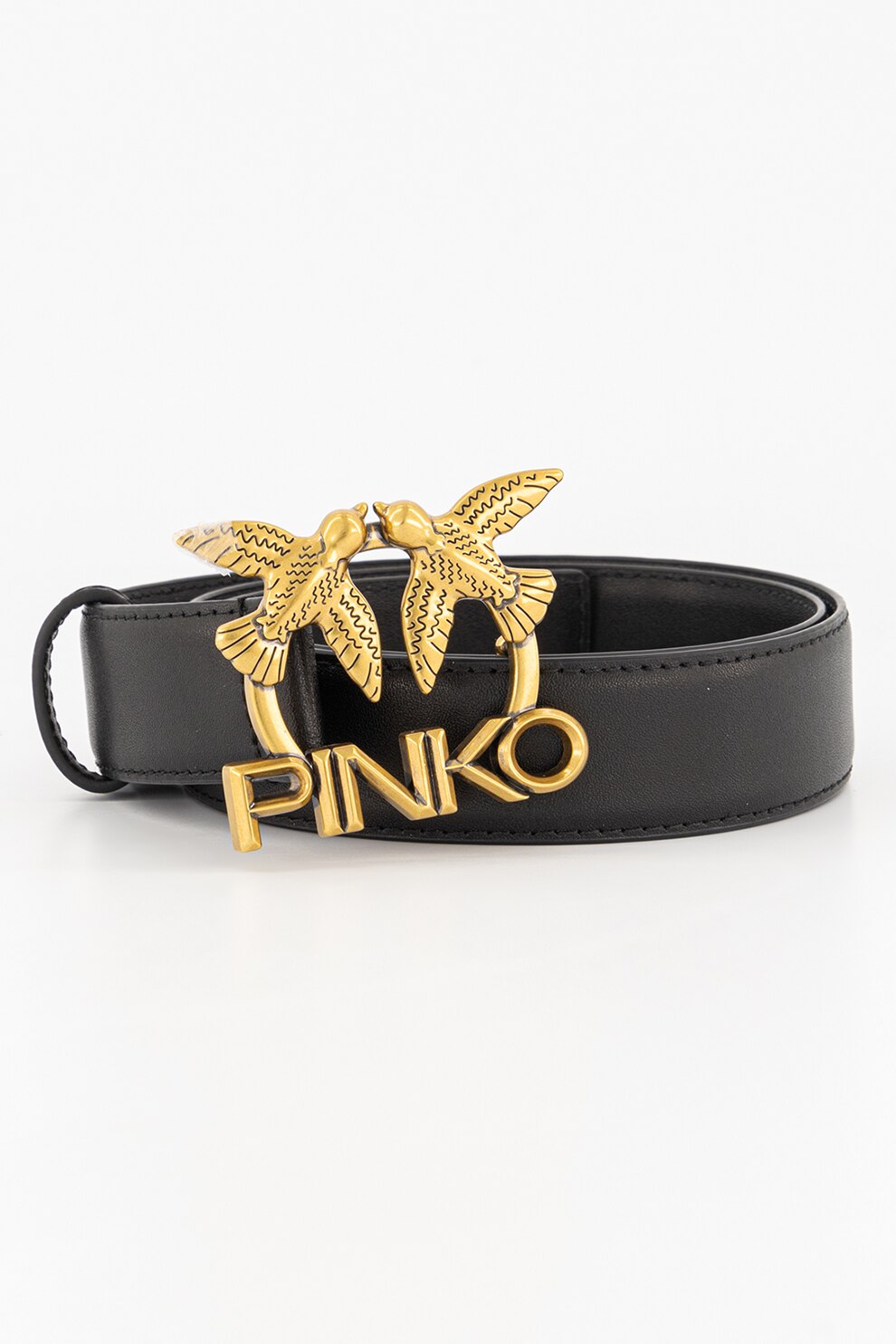 Pinko, Curea de piele Love Birds, Negru, 105 CM Standard