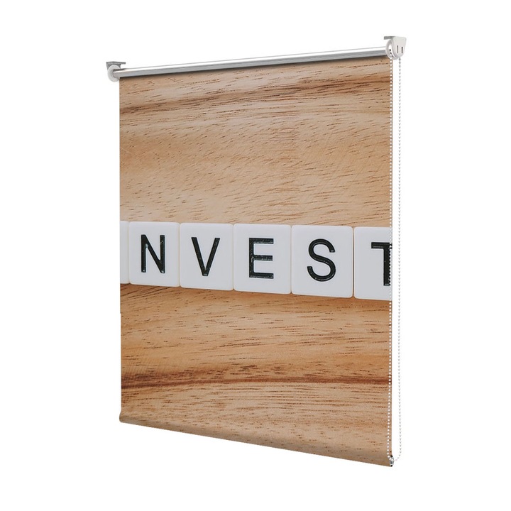 Roleta Art Shade tip Jaluzea cu Rulou si sistem inclus, Art Star, Investment, Mesaje, Decoratiuni, Latime 140 cm x Inaltime 130 cm