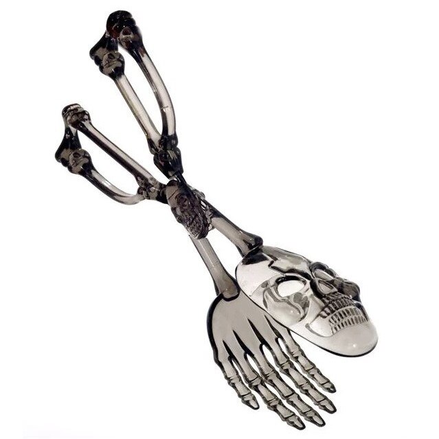 Cleste pentru servit, Zola®, pentru Halloween, model craniu, negru, din plastic